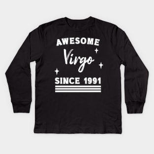 Awesome since 1991 virgo Kids Long Sleeve T-Shirt